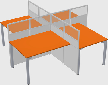 Bureaux à quatre cabines