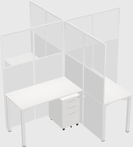 Bureaux à quatre cabines