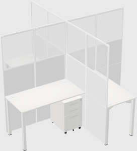 Bureaux à quatre cabines