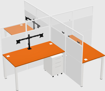 Bureaux à quatre cabines