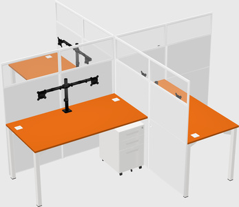 Bureaux à quatre cabines