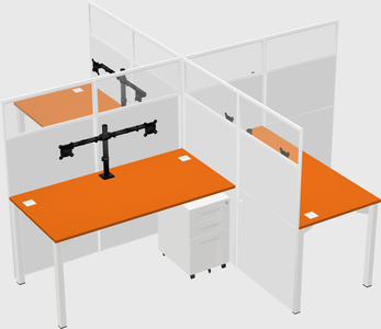 Bureaux à quatre cabines