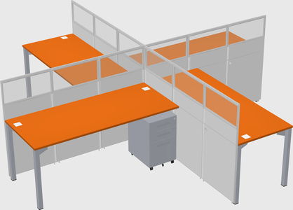 Bureaux à quatre cabines
