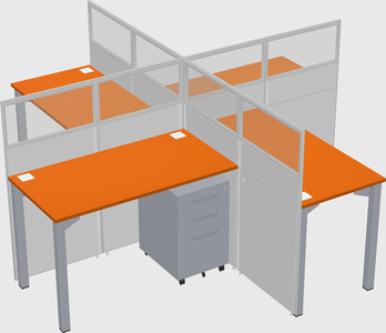 Bureaux à quatre cabines