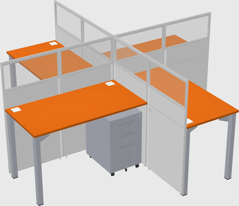 Bureaux à quatre cabines