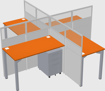Bureaux à quatre cabines
