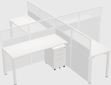 Bureaux à quatre cabines