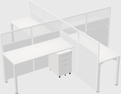 Bureaux à quatre cabines