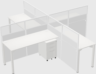 Bureaux à quatre cabines