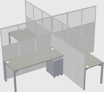 Bureaux à quatre cabines