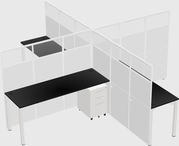 Bureaux à quatre cabines