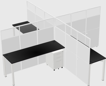 Bureaux à quatre cabines