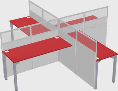 Bureaux à quatre cabines