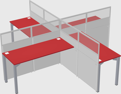 Bureaux à quatre cabines