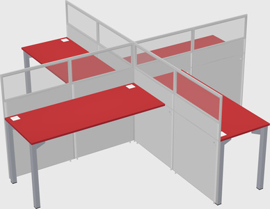 Bureaux à quatre cabines