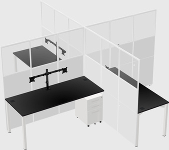 Bureaux à quatre cabines