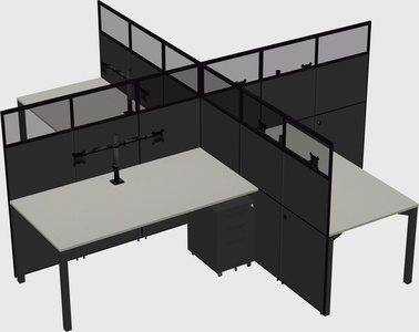 Bureaux à quatre cabines