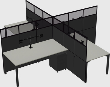 Bureaux à quatre cabines