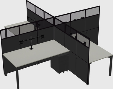 Bureaux à quatre cabines