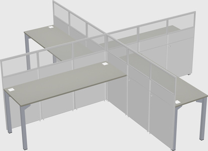 Bureaux à quatre cabines