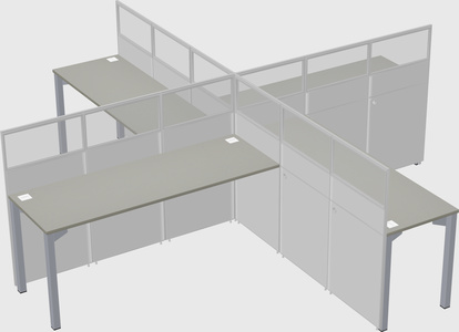 Bureaux à quatre cabines