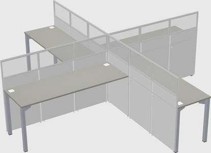 Bureaux à quatre cabines