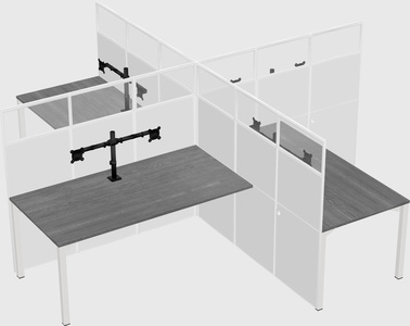 Bureaux à quatre cabines