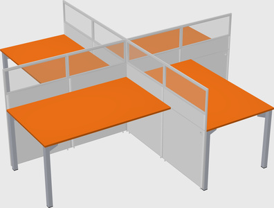 Bureaux à quatre cabines