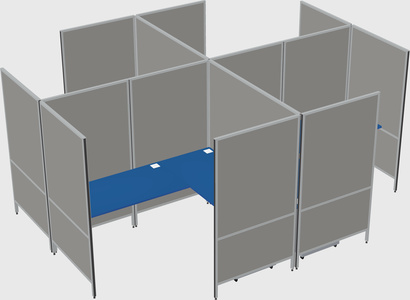 Modern modular quad l-shaped panel system