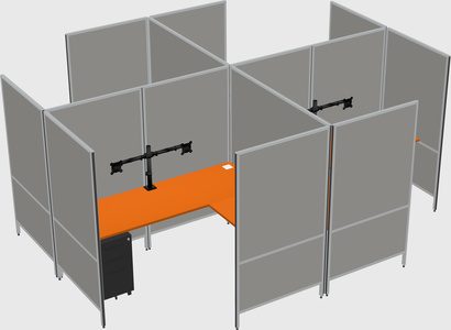 Modern modular quad l-shaped panel system
