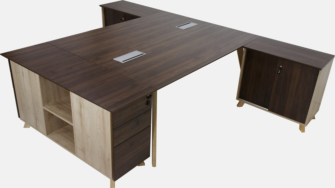 L-shaped shared desk