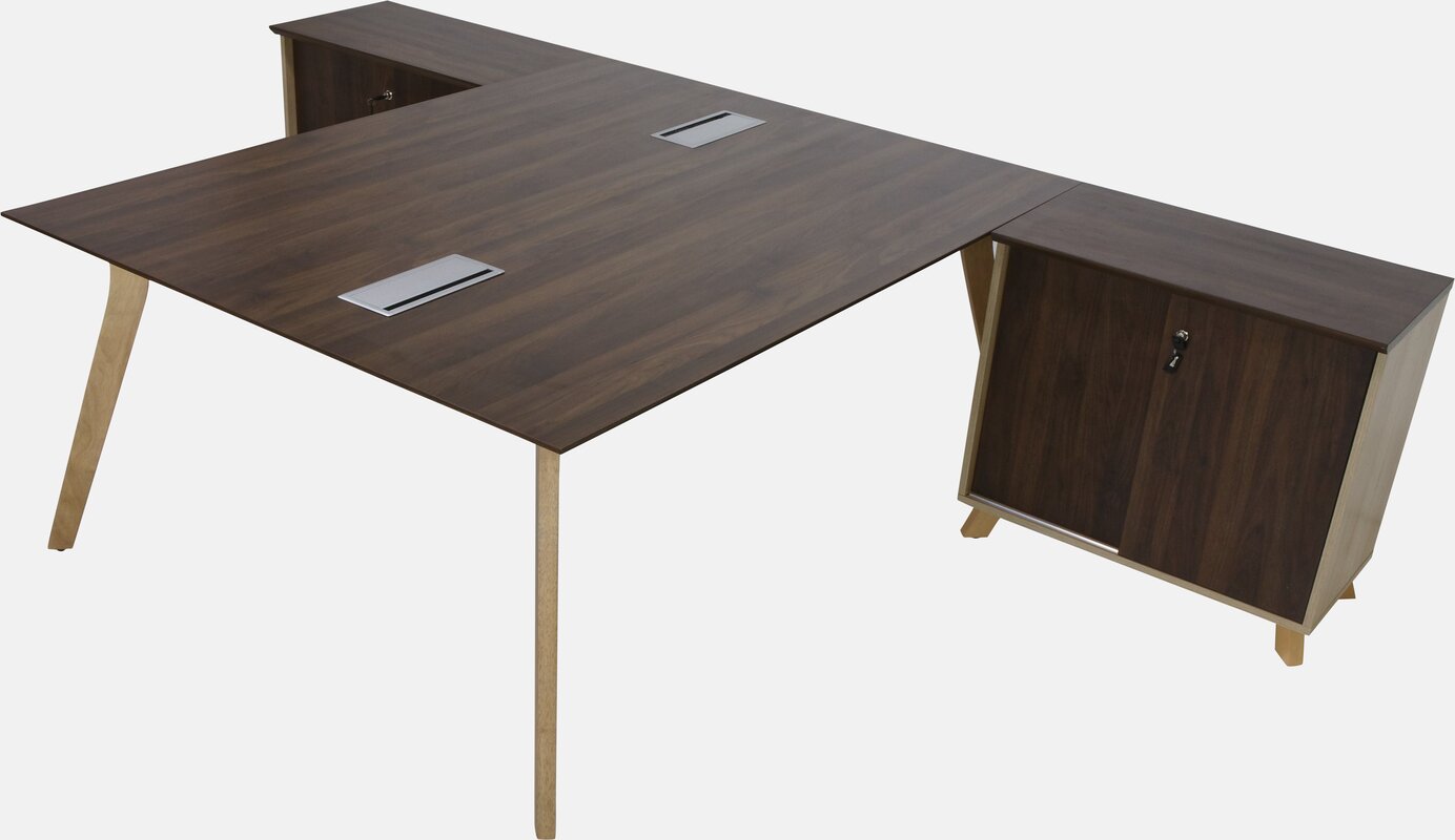 Columbia Walnut Executive Desk With Beveled Edges And An Angular Leg ...