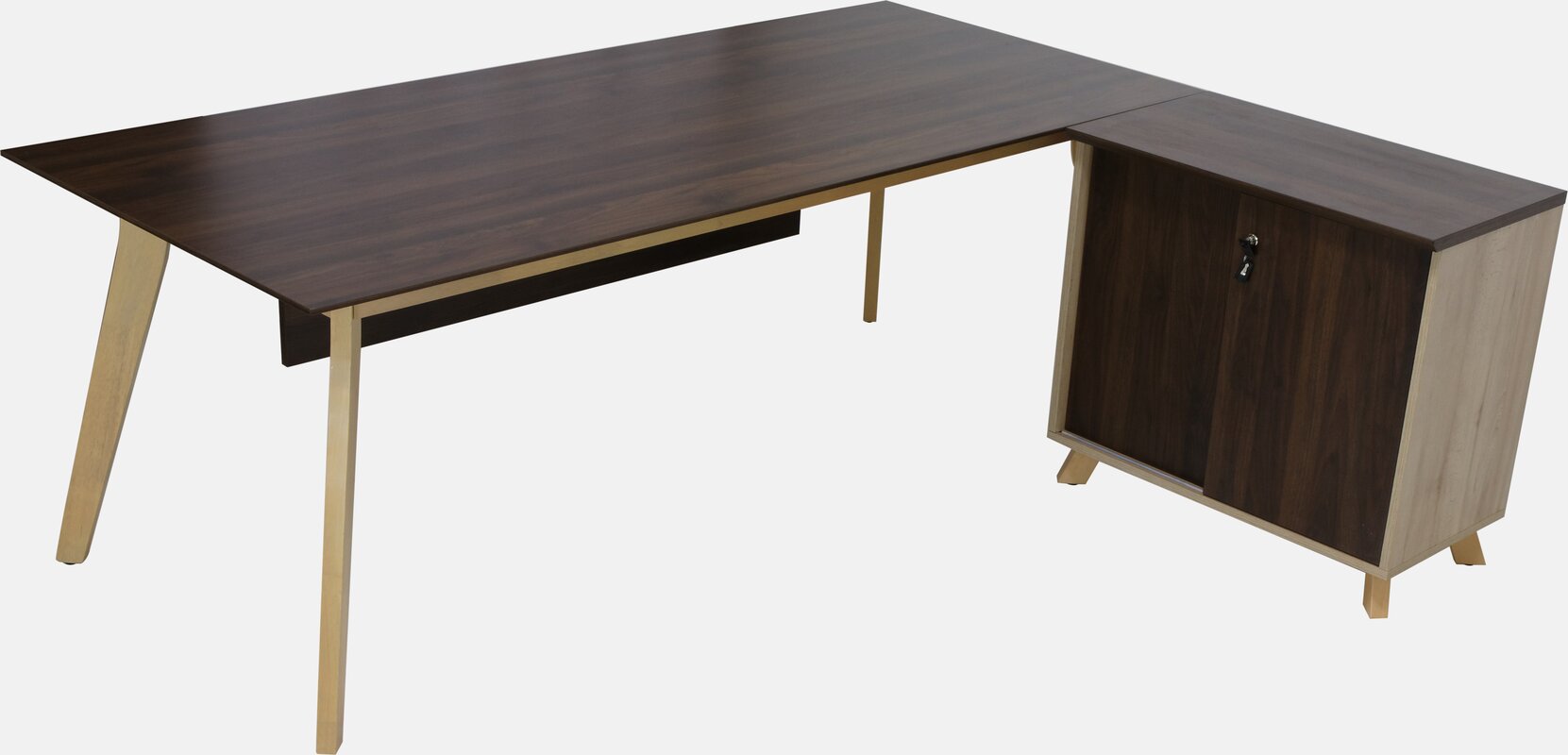 Modern executive l-shaped desk - solid wood frame