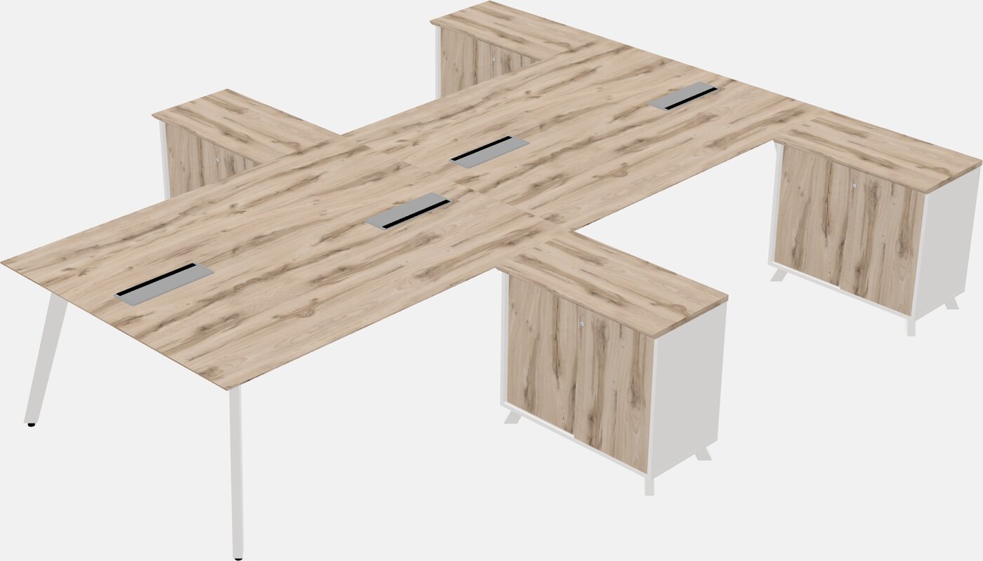 L-shaped shared desk