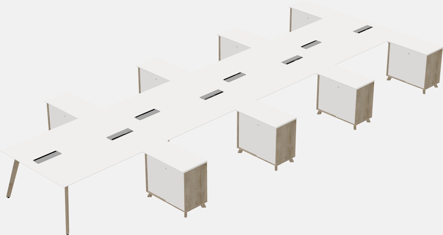 L-shaped shared desk