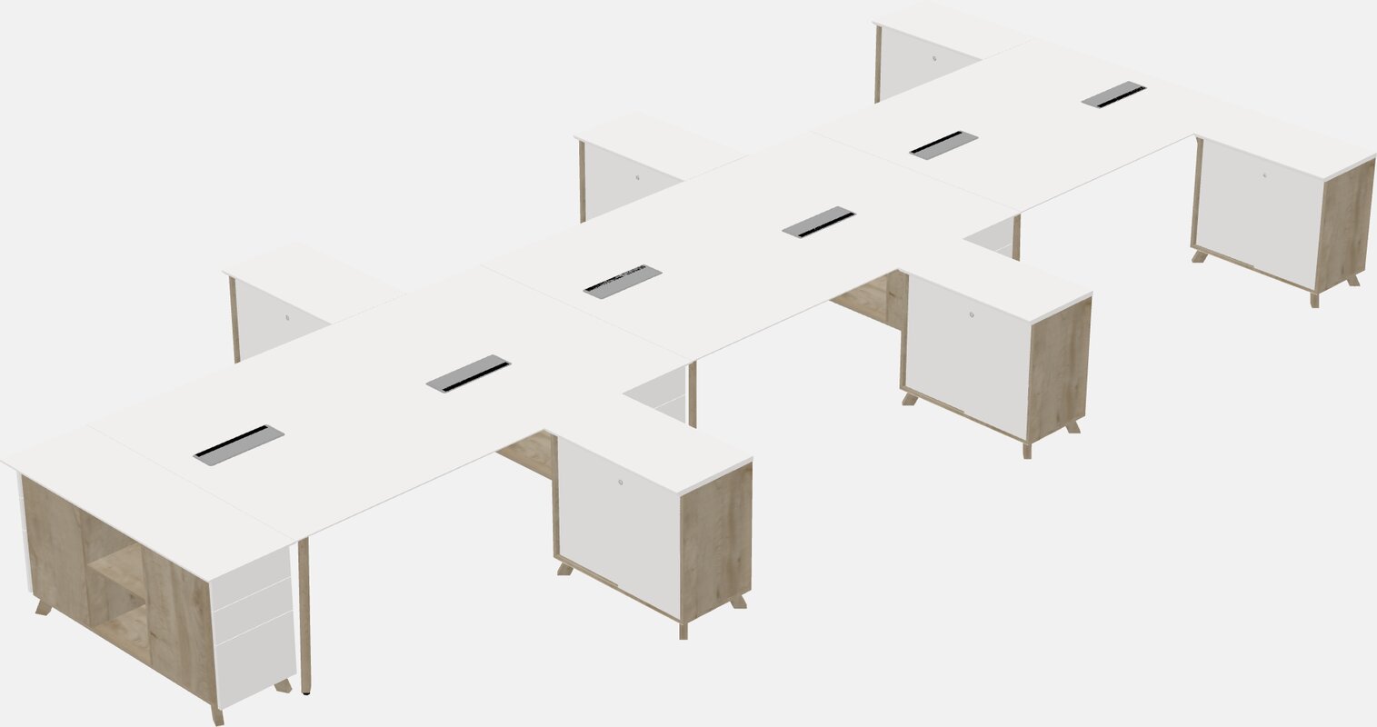 L-shaped shared desk