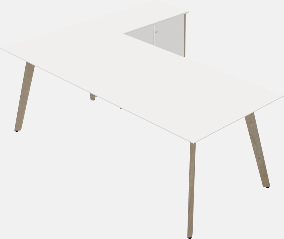 White Executive Desk With Beveled Edges And An Angular Leg Design ...
