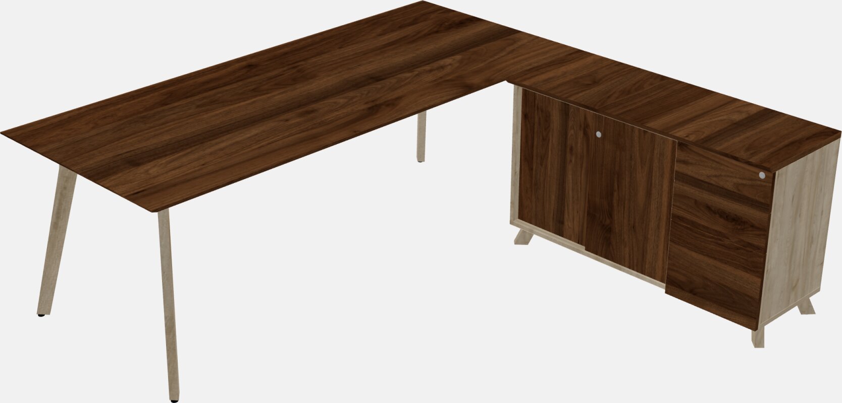 Modern executive l-shaped desk - solid wood frame