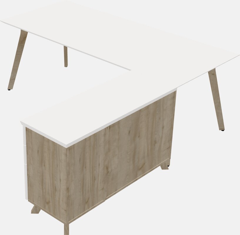 White Executive Desk With Beveled Edges And An Angular Leg Design ...