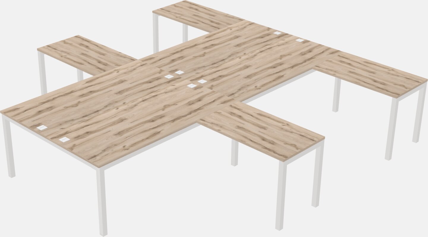 Shared L-shaped Desks - Metal Frame