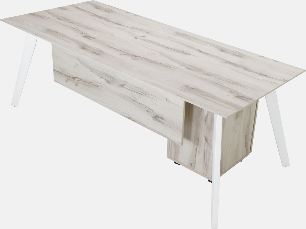 Modern spacious rectangular executive desk/table - solid wood frame