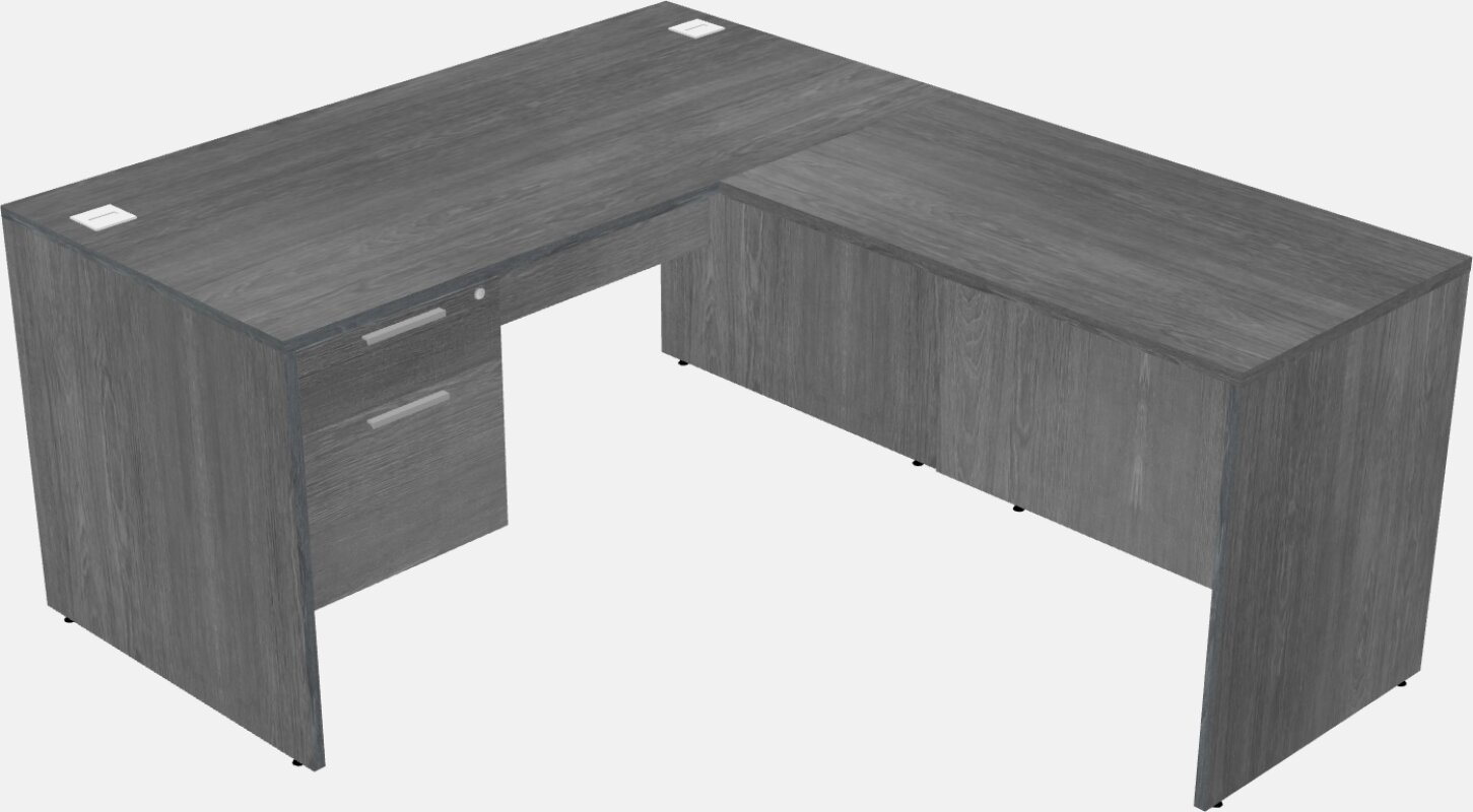 L-shaped Desk - Wooden Base