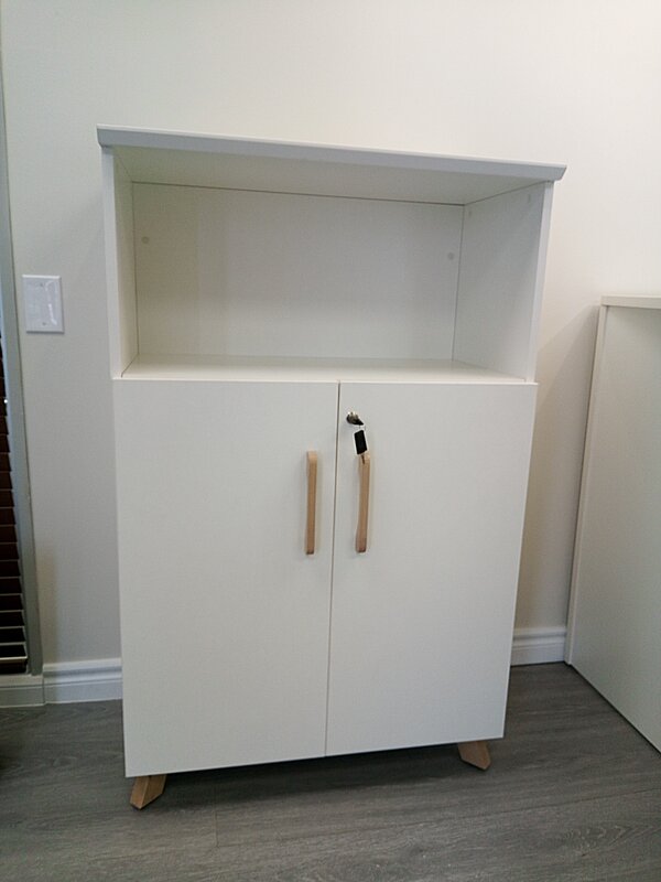Medium height cabinet with open shelf