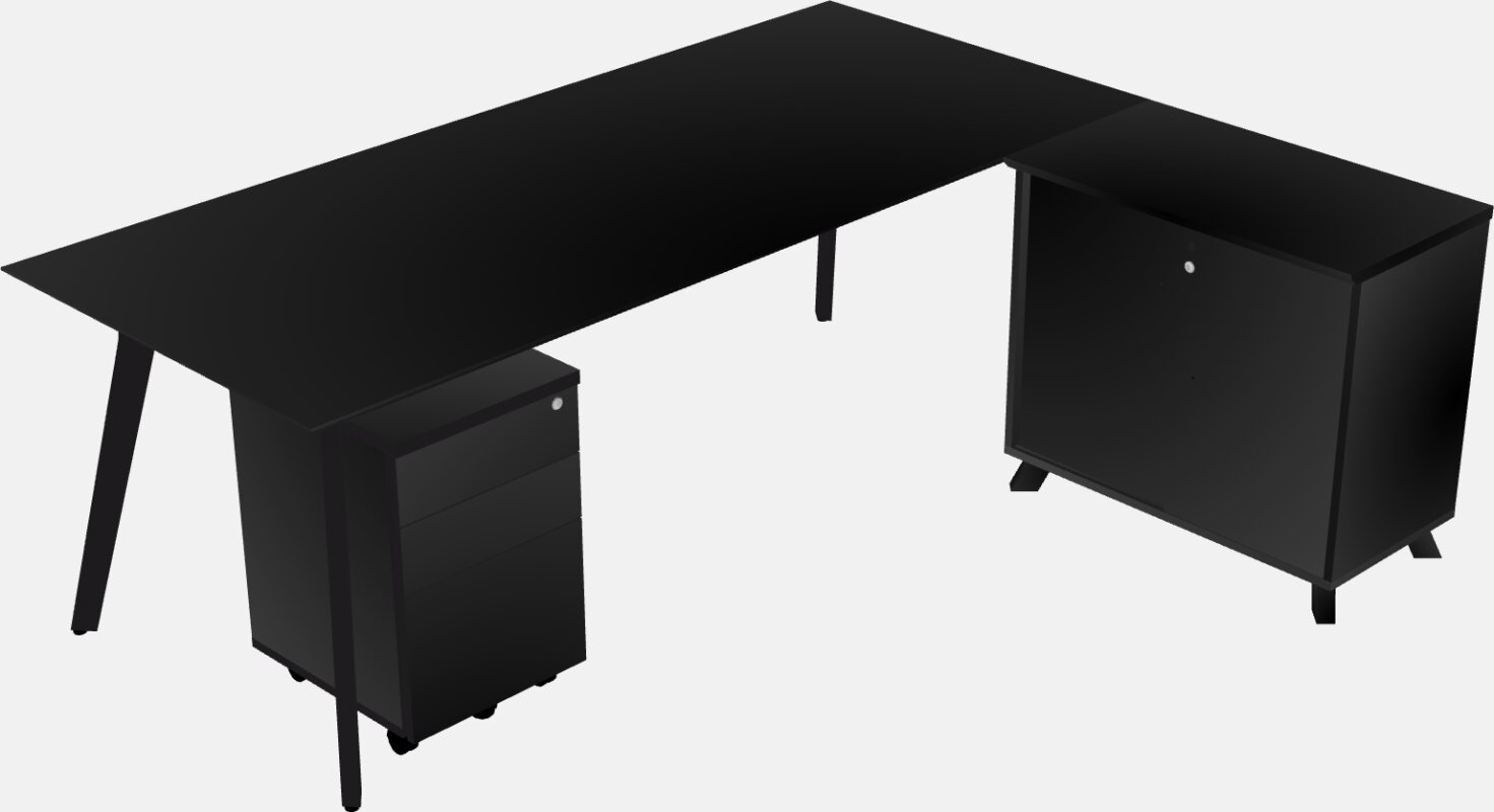 现代l型行政办公桌-实木框架
