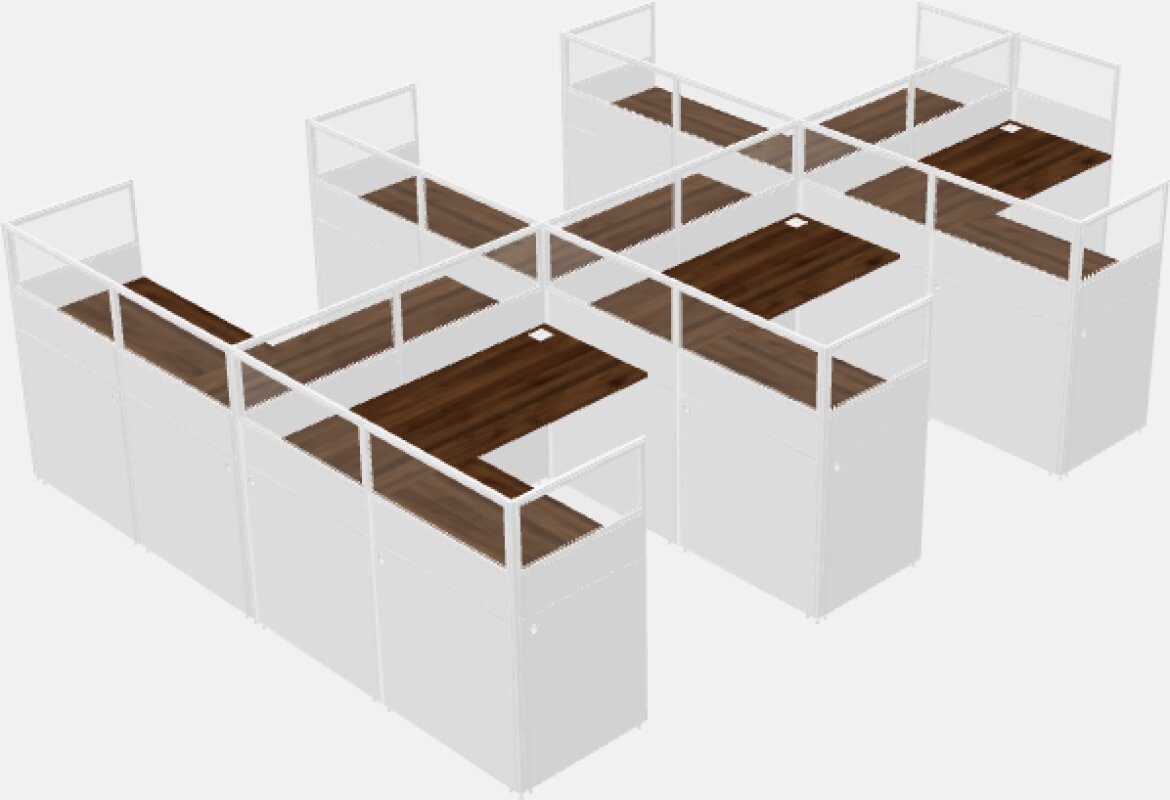 Shared L-shaped Desks - Panel System