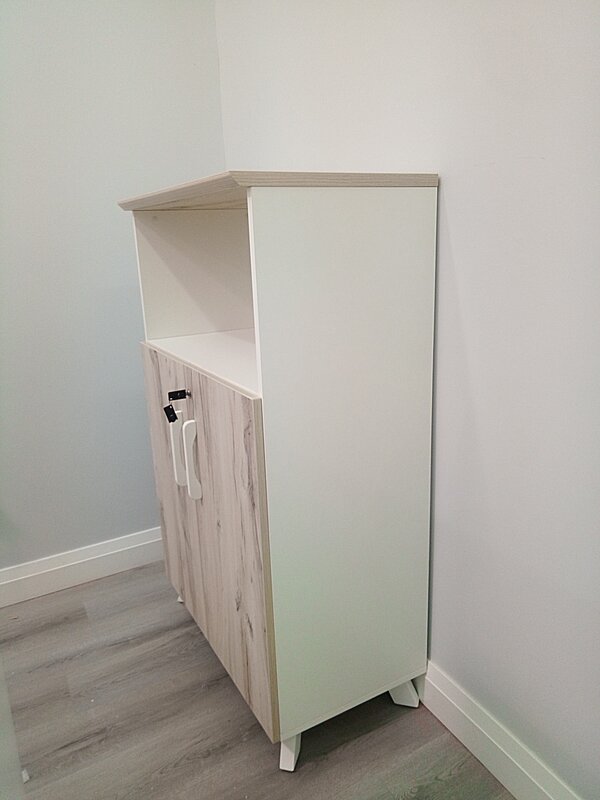 Medium height cabinet with open shelf