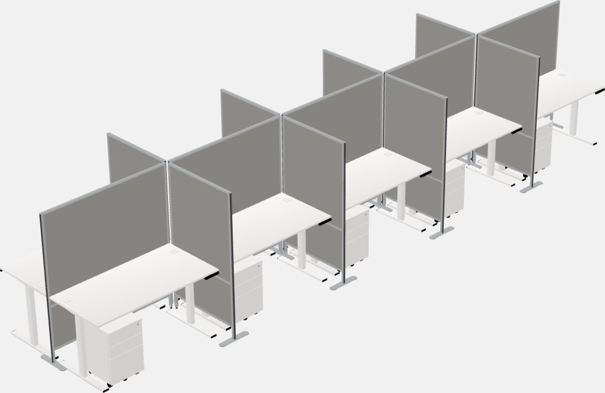 Cubículos retangulares compartilhados sit-to-stand