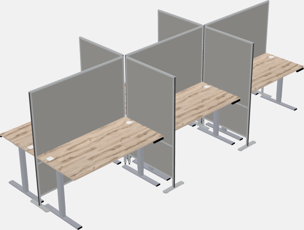 Shared rectangular sit-to-stand cubicles