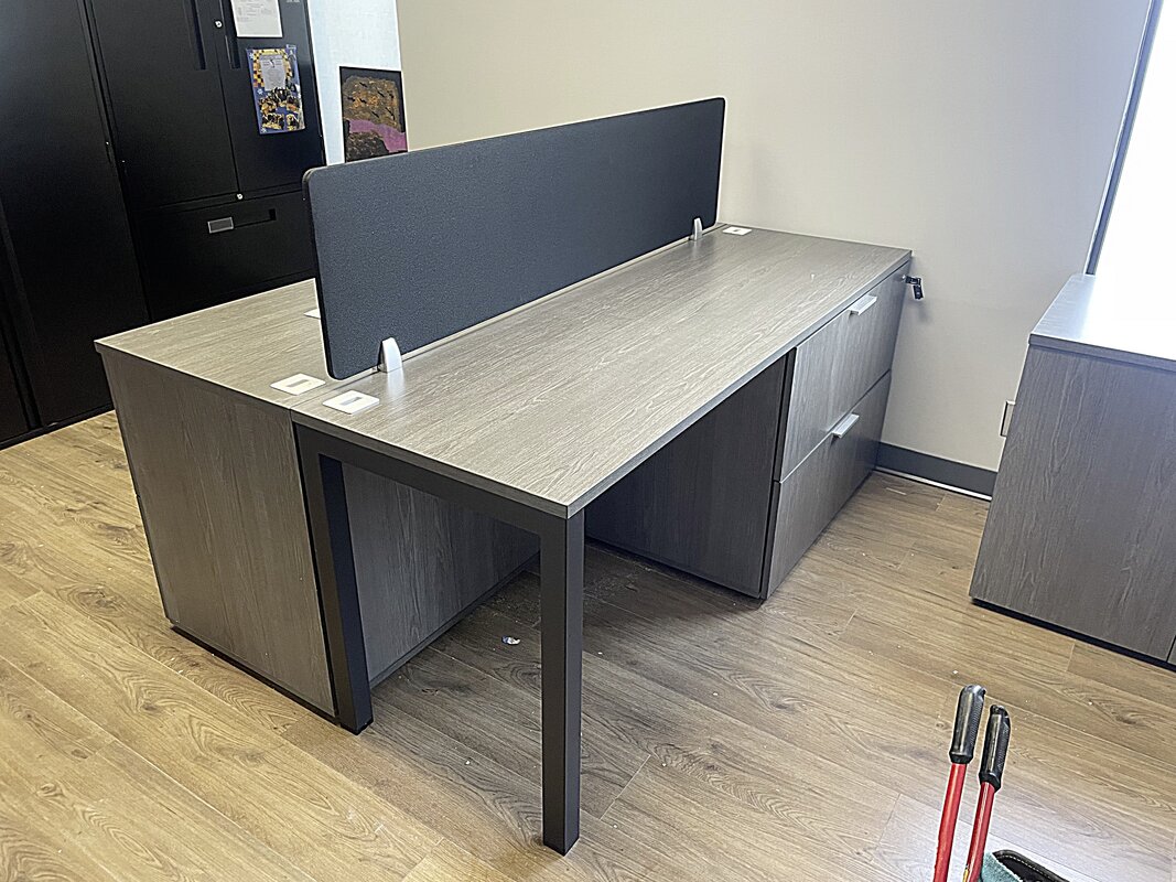 Desk with file cabinet