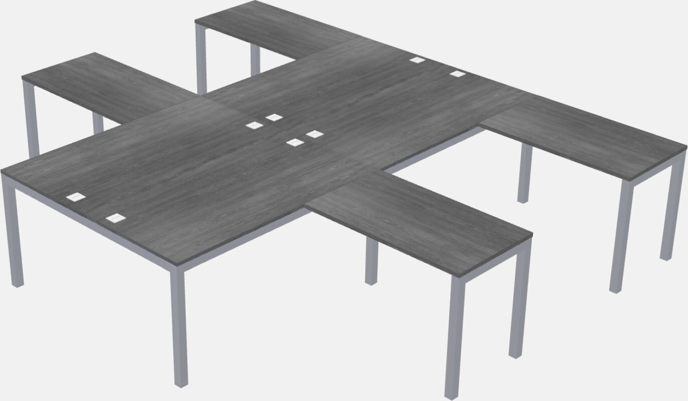 Shared L-shaped Desks - Metal Frame